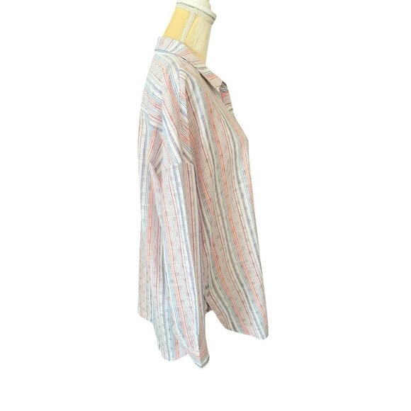 Maeve Anthropologie Breckenridge Striped Button Up Tunic Blouse Shirt SZ Medium - Picture 3 of 10